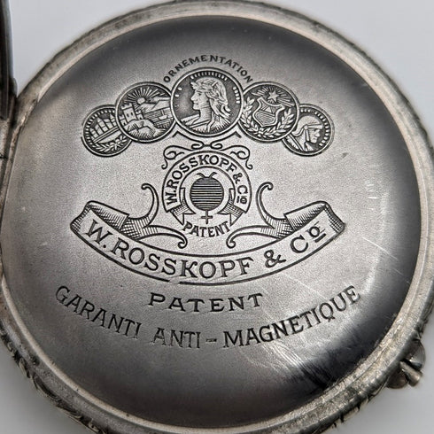 1900年左右 古董 ROSSKOPF 懷錶 直徑55mm 鐵路錶 可動品